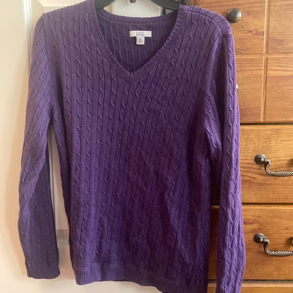 Purple with blue sparkles V-Neck sweater